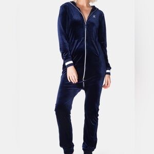 OnePiece Velour Jumpsuit. Size Large. Silvery Blue color. New without tags